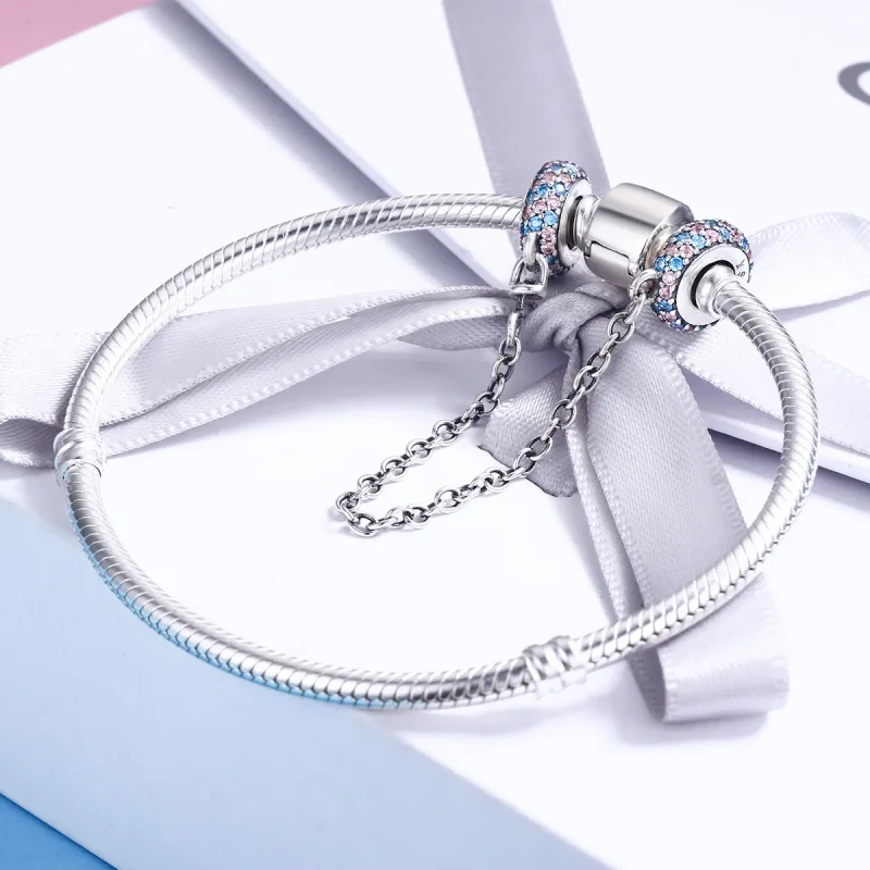 (image for) Pandora Style Pink Blue Miracle Safety Chain - SCC379 - View 5