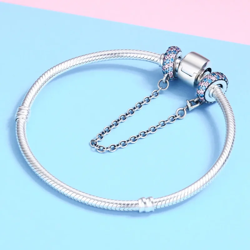 (image for) Pandora Style Pink Blue Miracle Safety Chain - SCC379 - View 6
