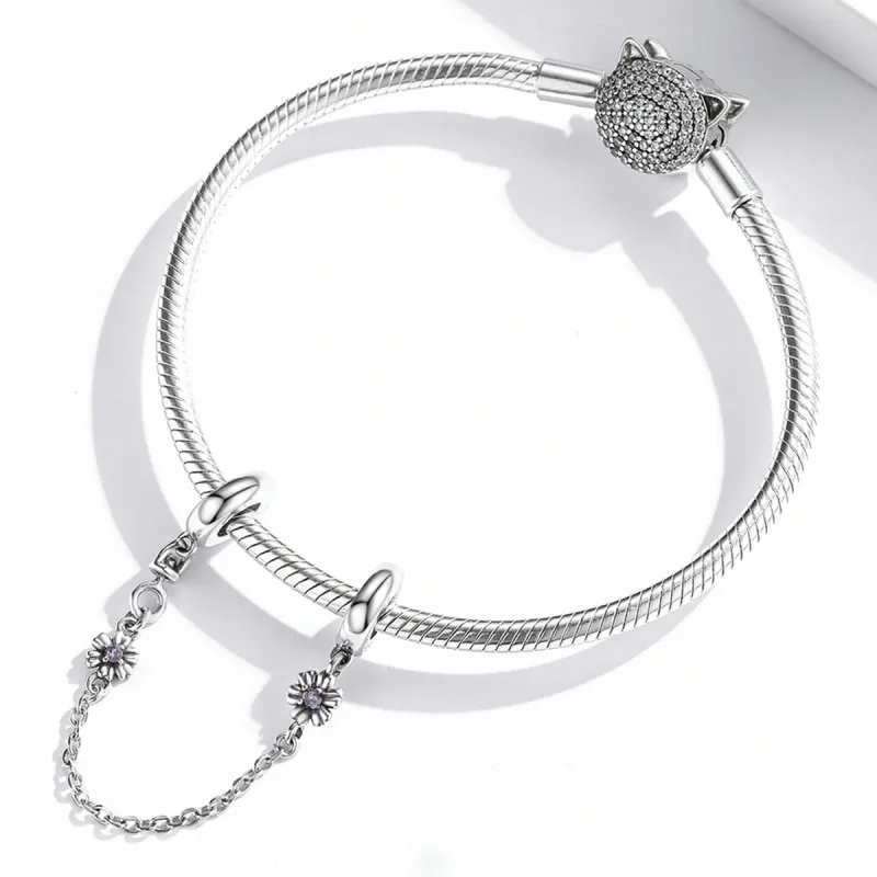 (image for) Pandora Style Retro Flowers Safety Chain - SCC2100 - View 3