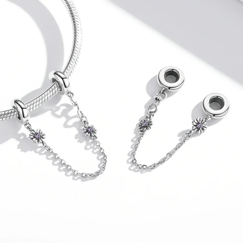(image for) Pandora Style Retro Flowers Safety Chain - SCC2100 - View 4