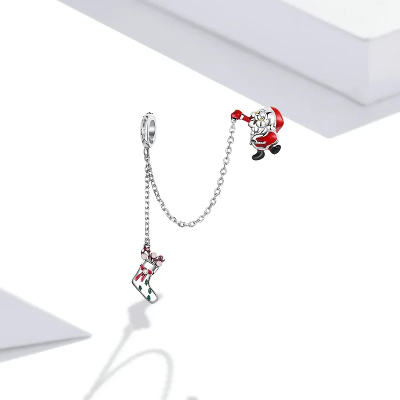 (image for) Pandora Style Santa Claus Safety Chain - BSC542 - View 2