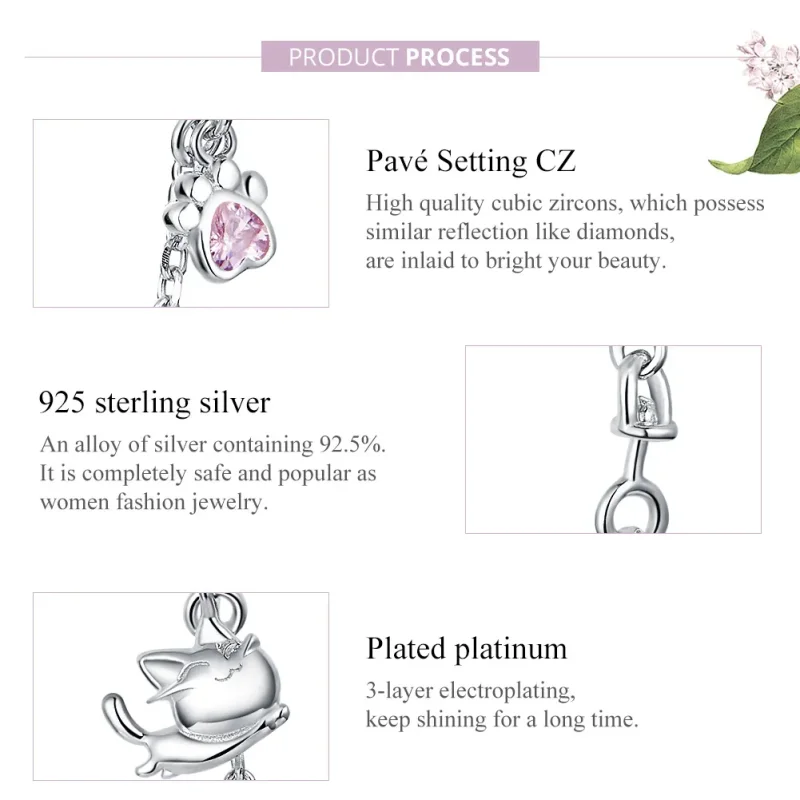 (image for) Pandora Style Silver Cat And Claw Safety Chain - BSC243 - View 8