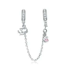 (image for) Pandora Style Silver Cat And Claw Safety Chain - BSC243