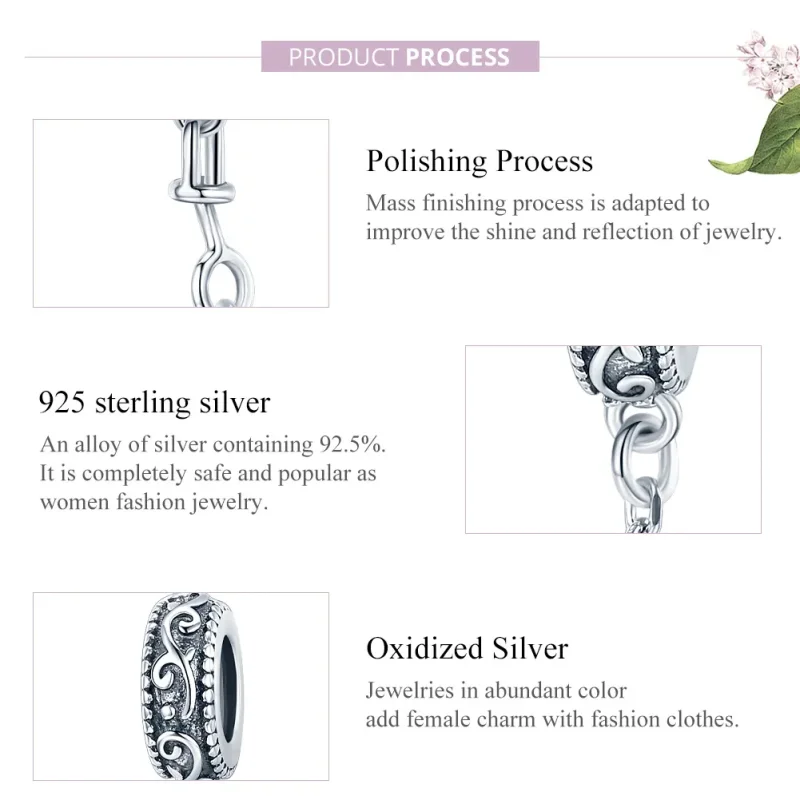 (image for) Pandora Style Silver Classical Vine Safety Chain - SCC1546 - View 8
