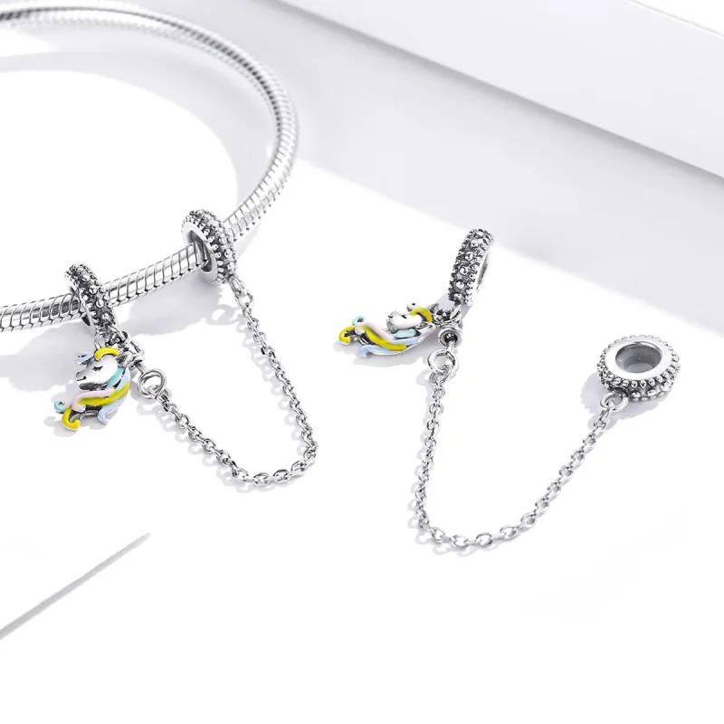 (image for) Pandora Style Silver Colorful Pony Safety Chain - SCC1571 - View 4