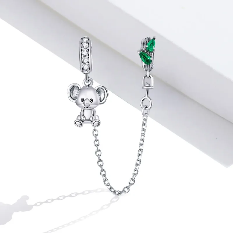 (image for) Pandora Style Silver Cute Koala Safety Chain - SCC1523 - View 2