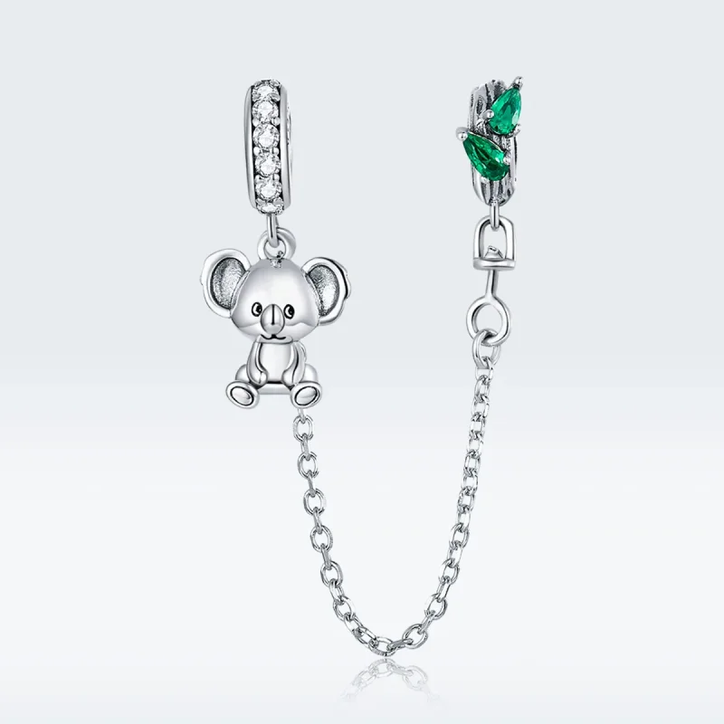 (image for) Pandora Style Silver Cute Koala Safety Chain - SCC1523 - View 5