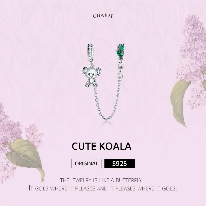 (image for) Pandora Style Silver Cute Koala Safety Chain - SCC1523 - View 6