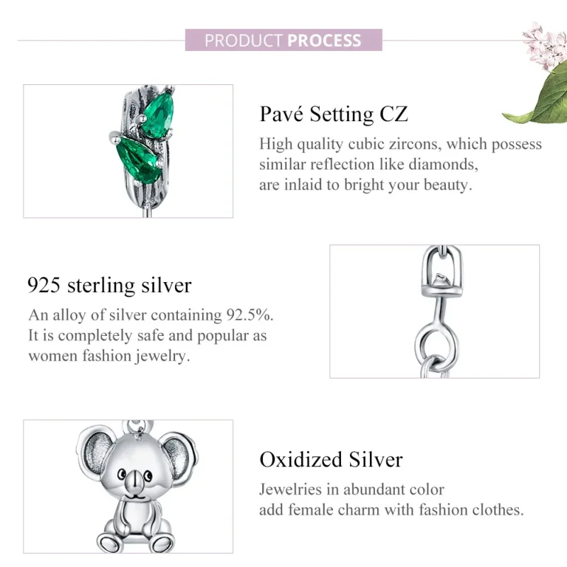 (image for) Pandora Style Silver Cute Koala Safety Chain - SCC1523 - View 8