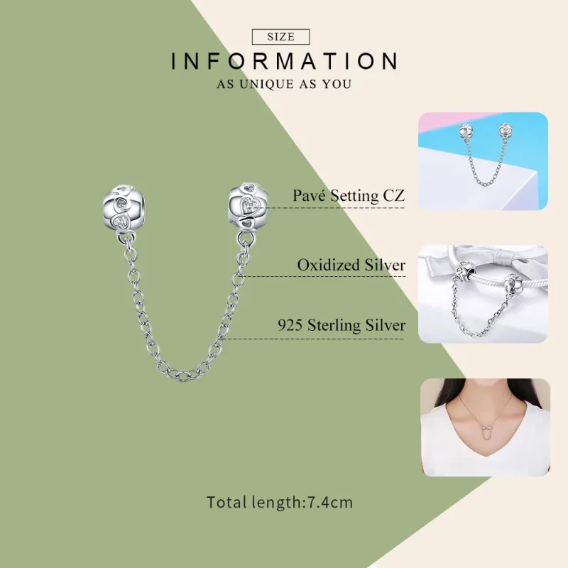 (image for) Pandora Style Silver Cute Safety Chain - SCC736 - View 7