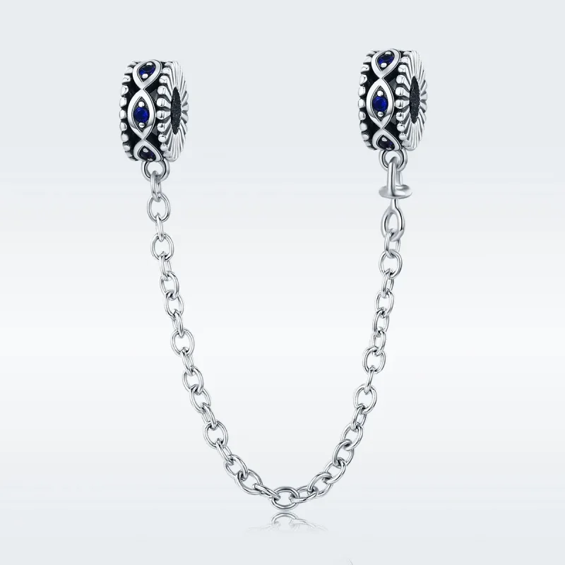 (image for) Pandora Style Silver Devil'S Eye Safety Chain - SCC617 - View 2
