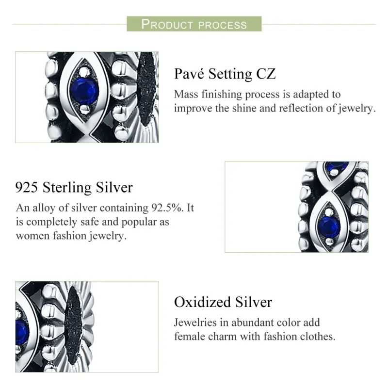 (image for) Pandora Style Silver Devil'S Eye Safety Chain - SCC617 - View 6
