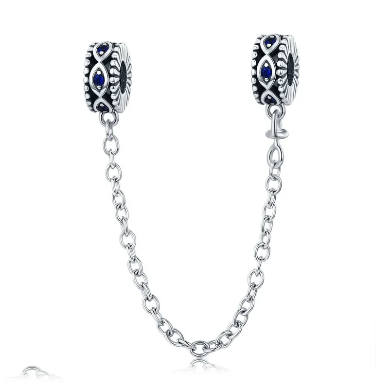 (image for) Pandora Style Silver Devil'S Eye Safety Chain - SCC617