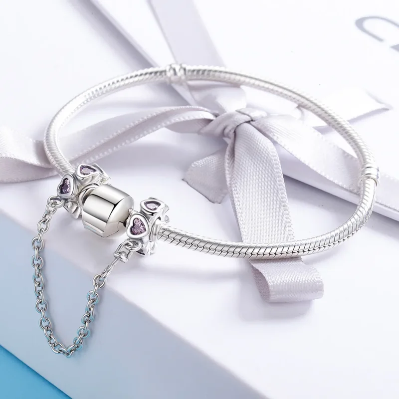 (image for) Pandora Style Silver Fragrant Heart Safety Chain - SCC562 - View 4