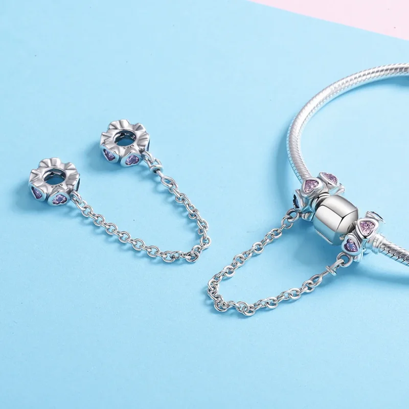 (image for) Pandora Style Silver Fragrant Heart Safety Chain - SCC562 - View 5