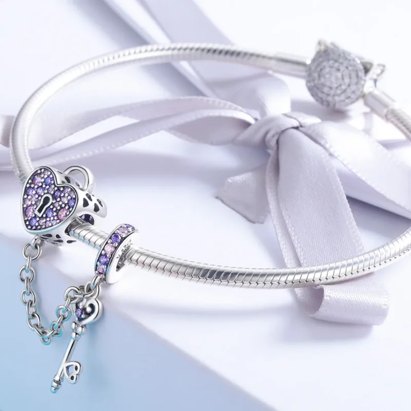 (image for) Pandora Style Silver Heart Spoon Safety Chain - SCC772 - View 3