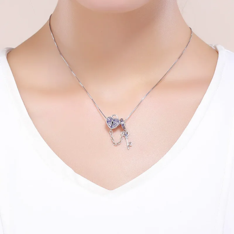 (image for) Pandora Style Silver Heart Spoon Safety Chain - SCC772 - View 5
