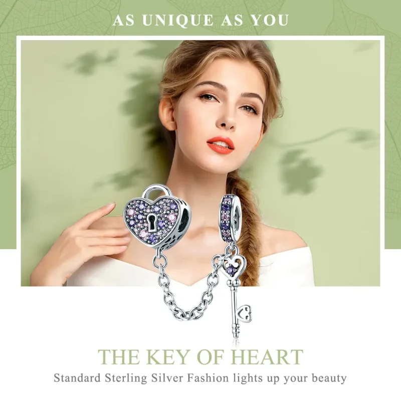 (image for) Pandora Style Silver Heart Spoon Safety Chain - SCC772 - View 6
