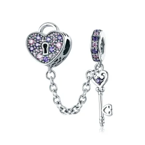 (image for) Pandora Style Silver Heart Spoon Safety Chain - SCC772