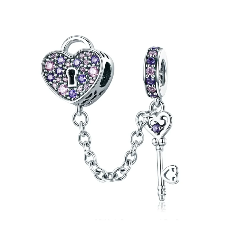 (image for) Pandora Style Silver Heart Spoon Safety Chain - SCC772