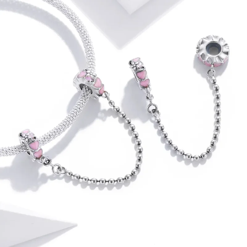 (image for) Pandora Style Silver Love Daisy Safety Chain - SCC1799 - View 4