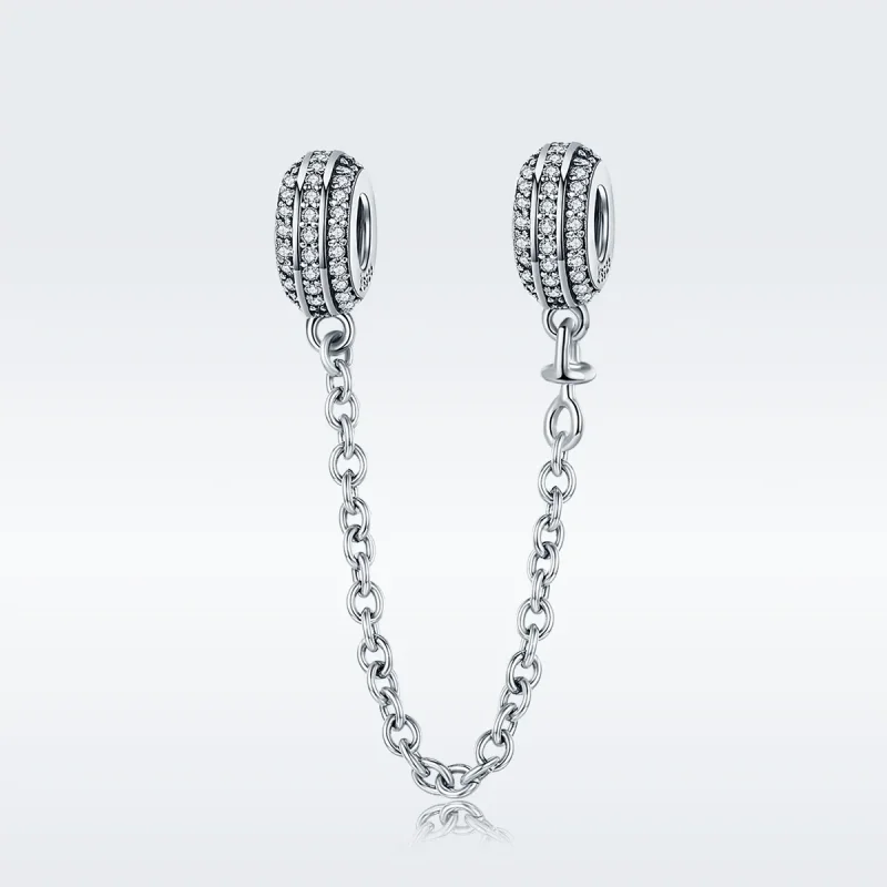 (image for) Pandora Style Silver Pave Safety Chain - SCC812 - View 3