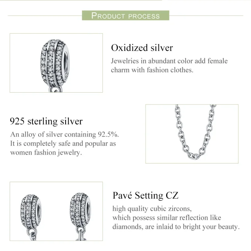 (image for) Pandora Style Silver Pave Safety Chain - SCC812 - View 7