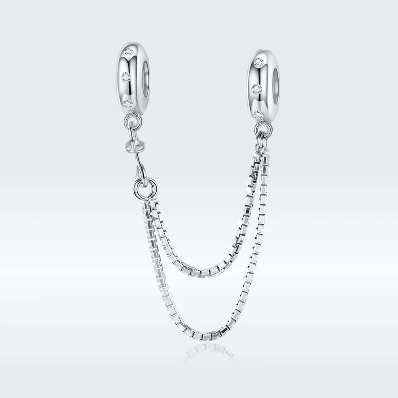 (image for) Pandora Style Silver Simple Chain Safety Chain - SCC1419 - View 5