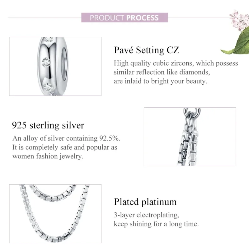 (image for) Pandora Style Silver Simple Chain Safety Chain - SCC1419 - View 8
