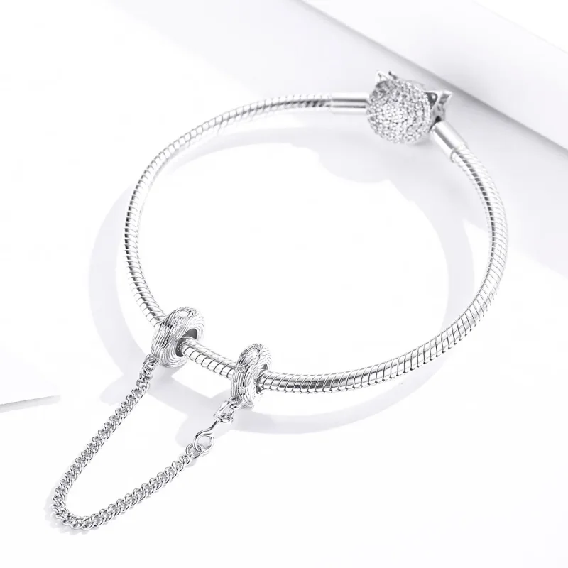 (image for) Pandora Style Silver Water Wave Safety Chain - SCC1577 - View 3