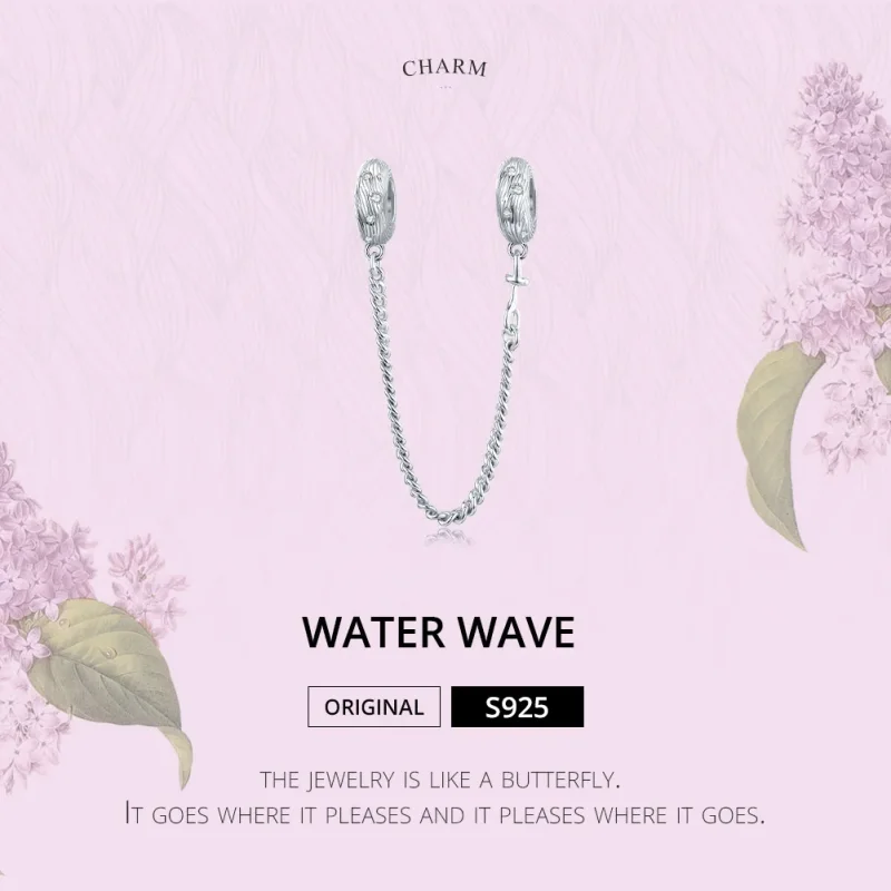 (image for) Pandora Style Silver Water Wave Safety Chain - SCC1577 - View 6
