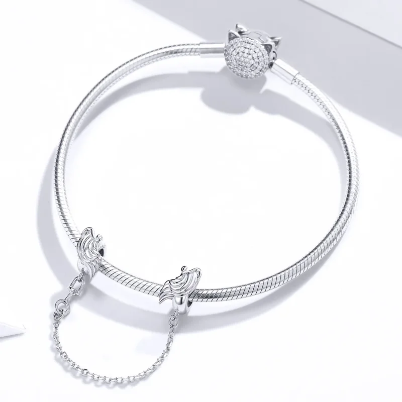 (image for) Pandora Style Silver Wings of Angel Safety Chain - BSC241 - View 3