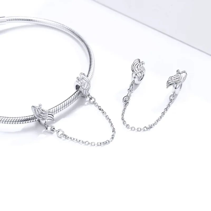(image for) Pandora Style Silver Wings of Angel Safety Chain - BSC241 - View 4