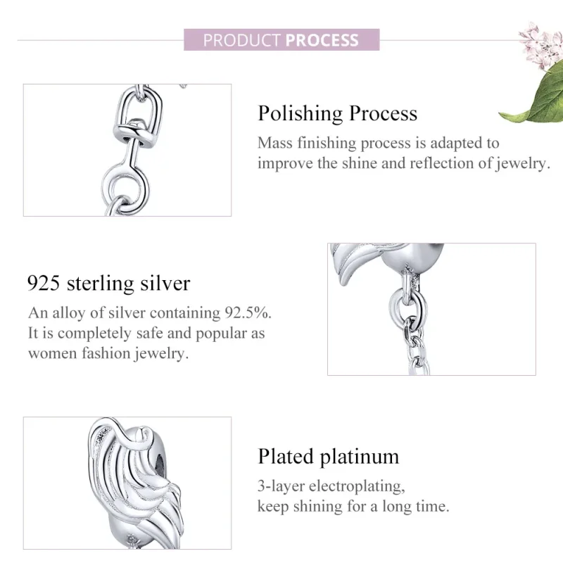 (image for) Pandora Style Silver Wings of Angel Safety Chain - BSC241 - View 8