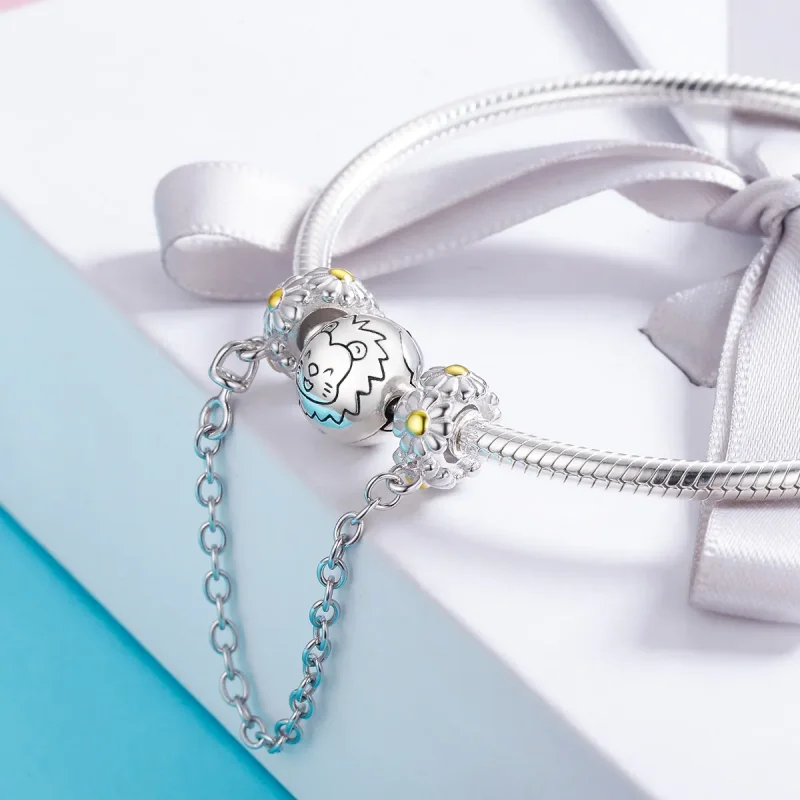 (image for) Pandora Style Two Tone Daisy Safety Chain - SCC618 - View 5