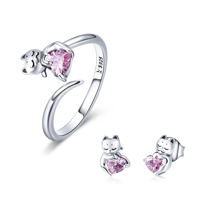 (image for) Pandora Style Adorable Cat Jewelry set - SET002