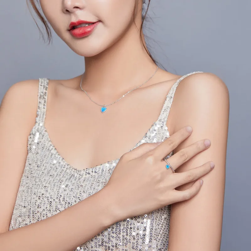 (image for) Pandora Style Dark Blue Heart Jewelry set - SET018 - View 2