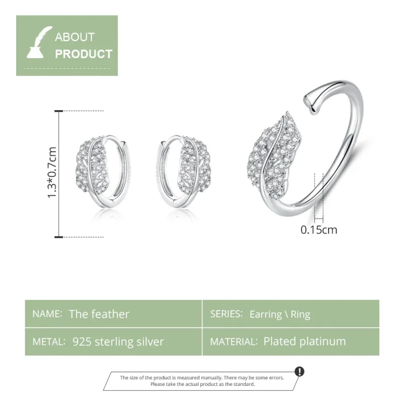 (image for) Pandora Style Feather Jewelry set - SET012 - View 2