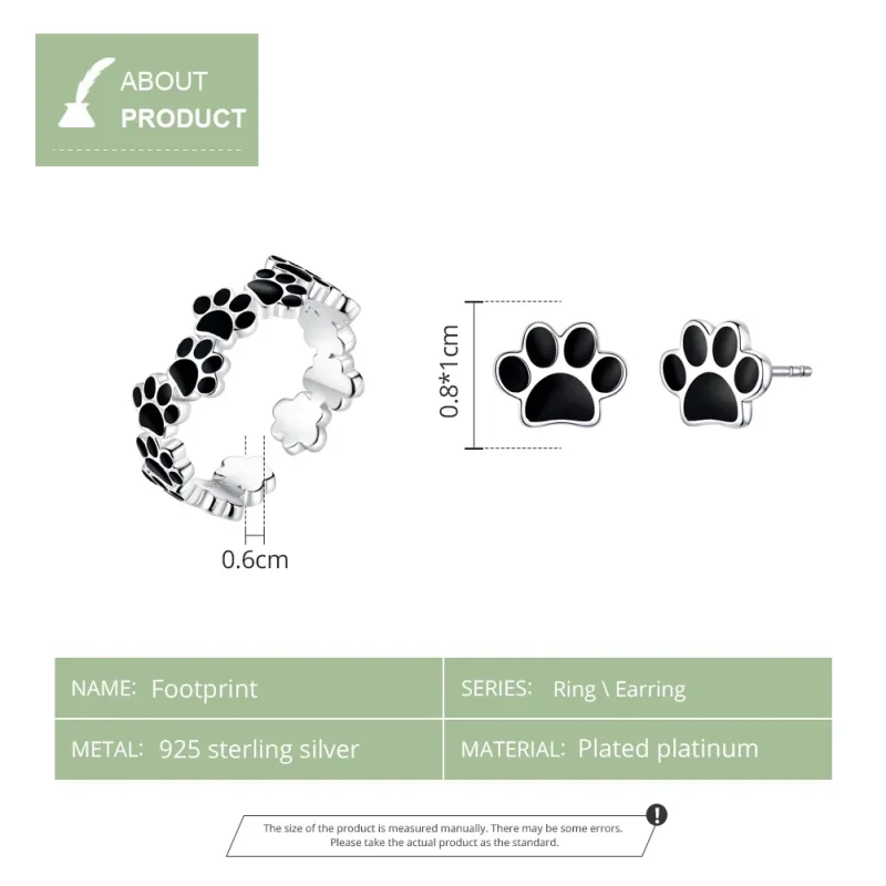 (image for) Pandora Style Footprint Jewelry set - SET013 - View 2