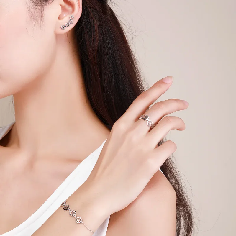 (image for) Pandora Style Paw Trail Jewelry set - SET011 - View 2