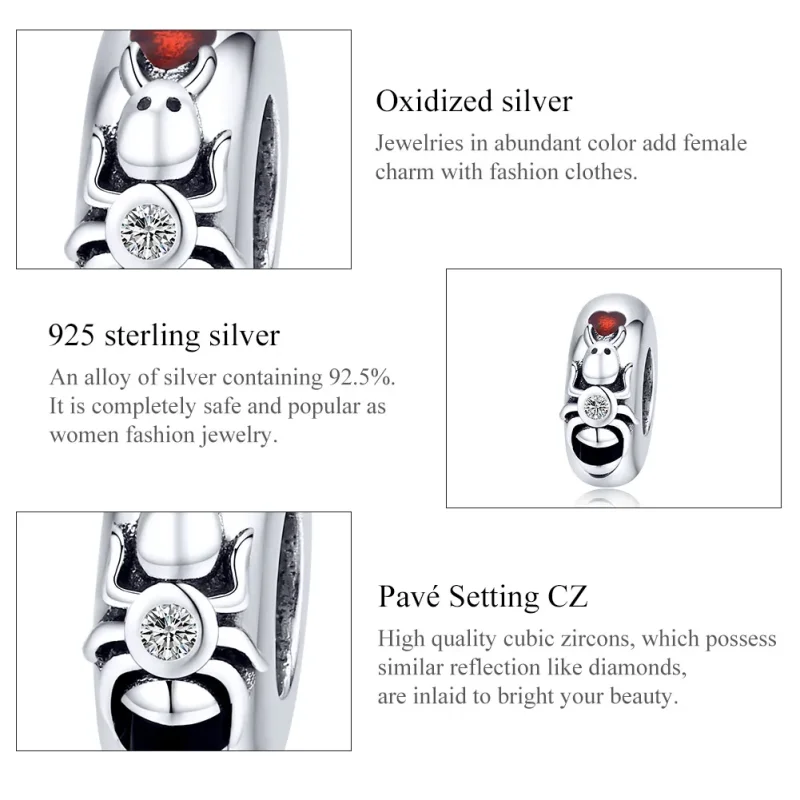 (image for) Pandora Style Silver Ant Spacer Charm - SCC1482 - View 7