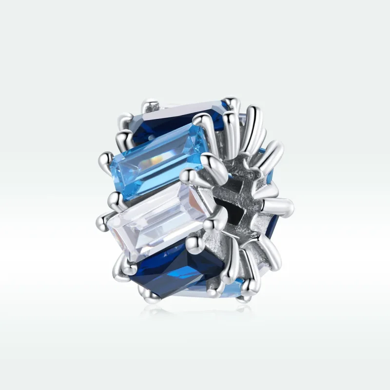 (image for) Pandora Style Silver Blue Square Spacer Charm - SCC1806 - View 5