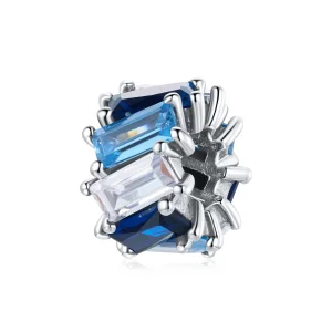 (image for) Pandora Style Silver Blue Square Spacer Charm - SCC1806