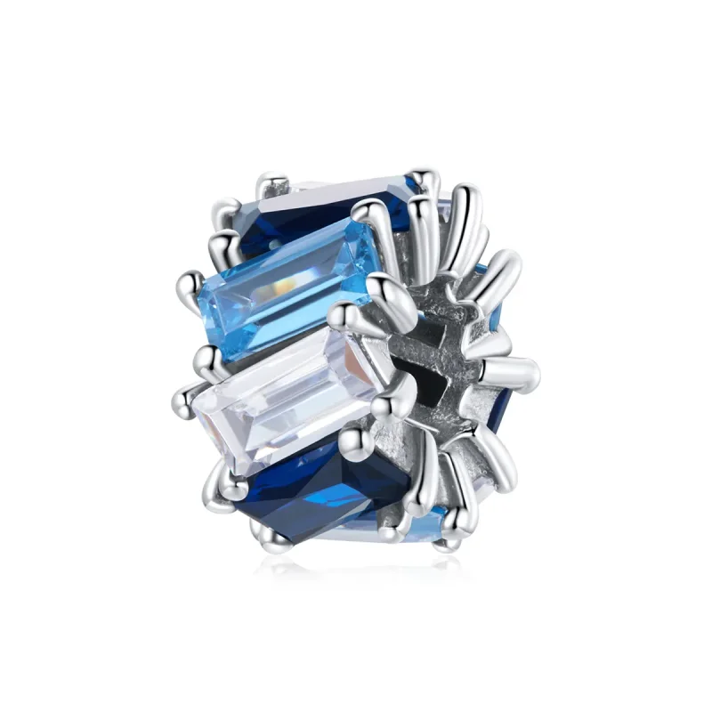 (image for) Pandora Style Silver Blue Square Spacer Charm - SCC1806