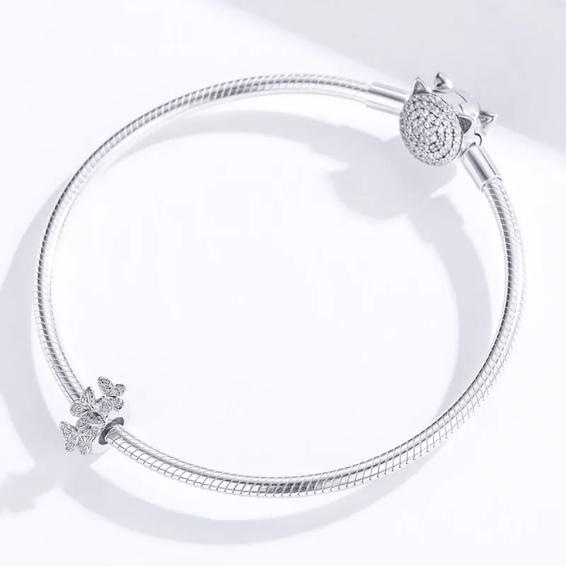 (image for) Pandora Style Silver Butterfly Spacer Charm - BSC120 - View 3