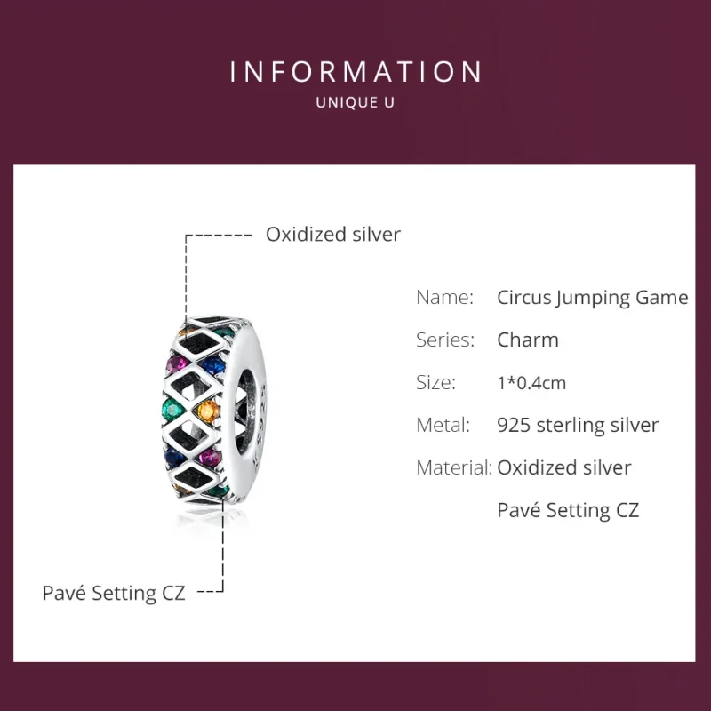 (image for) Pandora Style Silver Circus Jumping Game Spacer Charm - SCC1659 - View 5