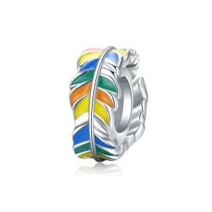 (image for) Pandora Style Silver Colorful Feather Spacer Charm - BSC305