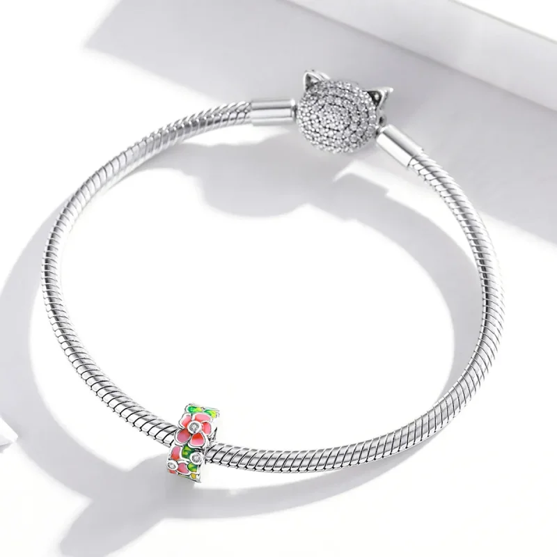 (image for) Pandora Style Silver Colorful Flowers Spacer Charm - SCC1727 - View 3