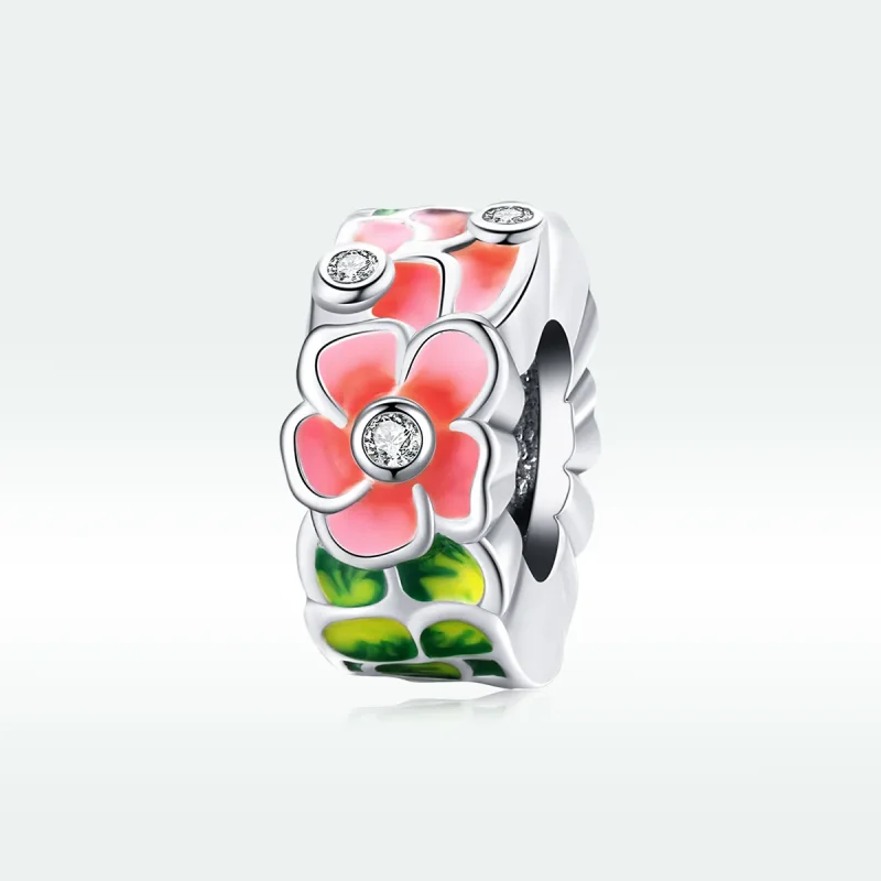 (image for) Pandora Style Silver Colorful Flowers Spacer Charm - SCC1727 - View 5