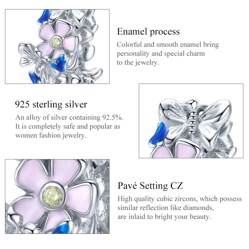 (image for) Pandora Style Silver Colorful Garden Spacer Charm - BSC288 - View 7